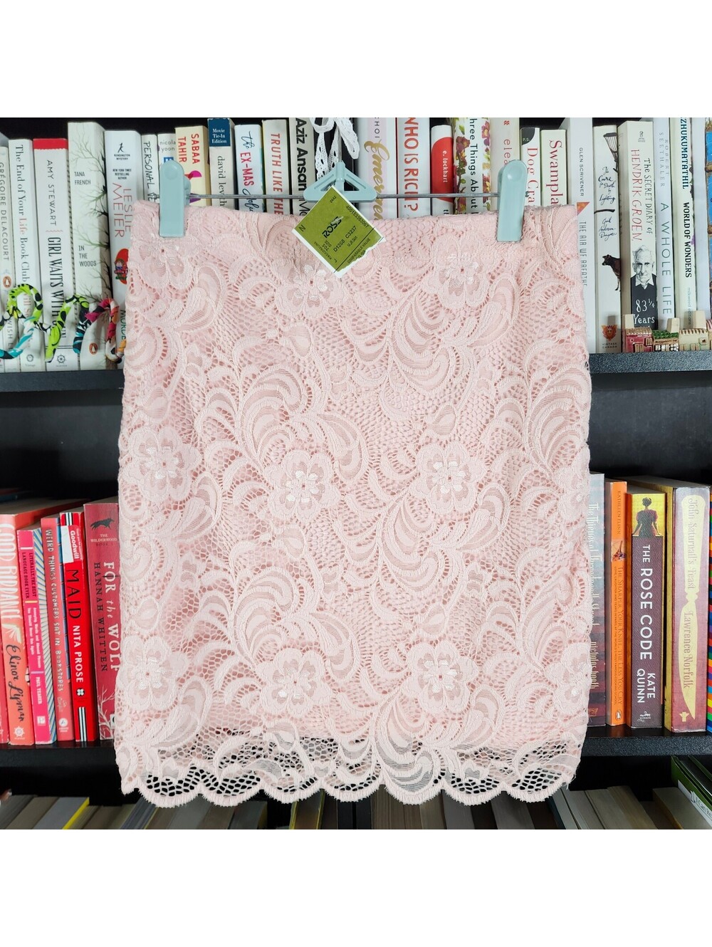 Ambiance Blush Pink Floral Lace Pencil Skirt Medium Lined